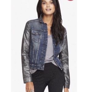Express Blue and Silver Jean Jacket